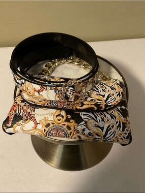 Aldo Black, White & Gold Baroque Print Women's Belt